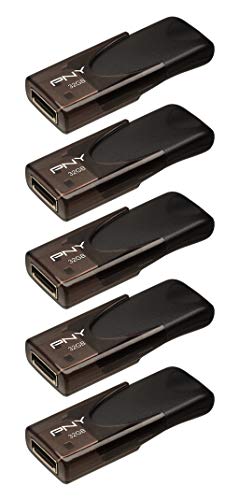 PNY 32GB Attaché 4 USB 2.0 Flash Drive, Black, (Pack of 5)