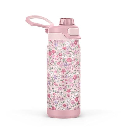 ZULU Powerfill Pro 18oz Kids Stainless Steel Water Bottle with Quick Fill Lid, Triple Wall Vacuum Insulated, Leak Proof Locking Lid, Sip & Chug, Reusable, BPA Free, Dishwasher Safe, Flower Crown - color: Flower Crown