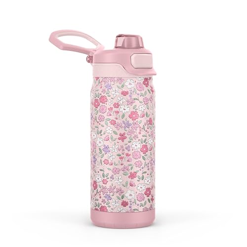 ZULU Powerfill Pro 18oz Kids Stainless Steel Water Bottle with Quick Fill Lid, Triple Wall Vacuum Insulated, Leak Proof Locking Lid, Sip & Chug, Reusable, BPA Free, Dishwasher Safe, Flower Crown - color: Flower Crown