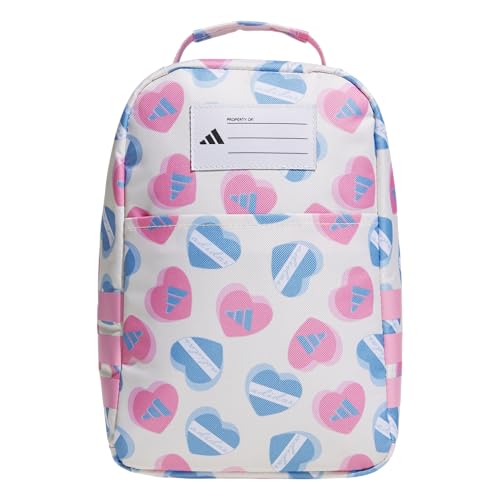 adidas Kids Santiago Lunch Bag for Girls & Boys – Insulated Cooler Lunchbox, 8L - color: 4.0/Adi Heart Melange Chalk White/ Bliss Pink