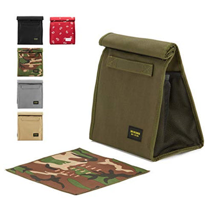 2nd Childhood Insulated Lunch Bag for Men, Durable & Reusable, Green | Slim lunch bag with carry handle, two mesh side pockets and a back slip pocket; insulated liner keeps food cool - color: Green