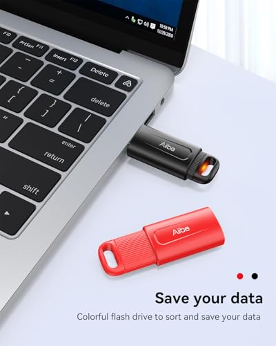 Aiibe 128GB USB Flash Drive 2 Pack - 128GB USB Stick Thumb Drive USB 2.0 Memory Stick with Keychain (Black and Red) - color: Black & Red(2-Pack), size: 128GB 2.0