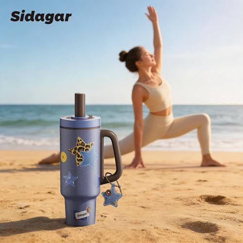 36 oz Insulated Tumbler with Handle, Stainless Steel Water Bottle, Leak-Resistant Travel Coffee Mug with Push Button Lid, Cup Holder Friendly for Tea & Daily Use, Blue - color: Denim Blue