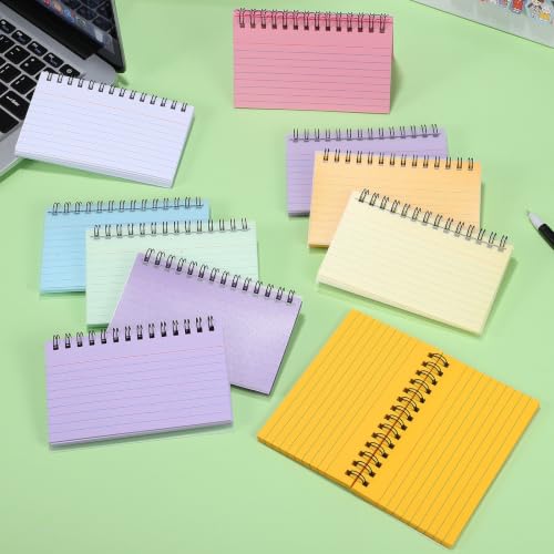 GRADENEVE 10 Pcs Spiral Notepads with Easy Tear-off Sheets and Horizontal Lines, Compact Design Small Notebooks for Classroom Study and Inspiration Recording