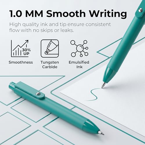 10 Pack Fidget Pens for Adults, Anxiety Relief Ballpoint Pens, 1mm Smooth Writing for Journaling and Bible Study, Soft Rubber Barrel, Sensory Office and School Supplies（Green） - color: Green