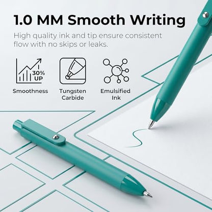 10 Pack Fidget Pens for Adults, Anxiety Relief Ballpoint Pens, 1mm Smooth Writing for Journaling and Bible Study, Soft Rubber Barrel, Sensory Office and School Supplies（Green） - color: Green