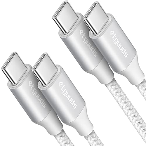 etguuds White USB C to USB C Cable 6ft, 2-Pack, 60W Fast Charging Type C to C Charger Cord for iPhone 17 16 15 Pro Max Plus Air 16e, for MacBook/iPad USBC, Samsung Galaxy S25 S24 S23 A17 A16, Pixel - color: White, size: 6ft