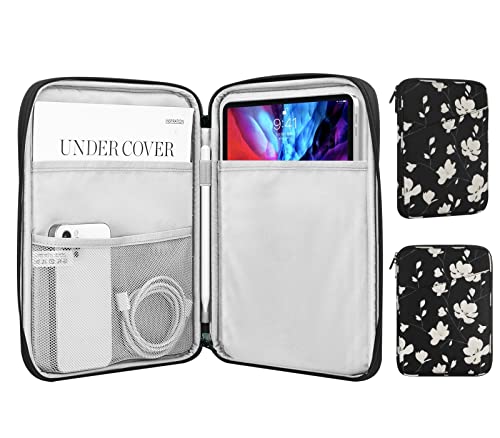 MoKo 9-11 Inch Tablet Sleeve Bag Carrying Case with Accessory Pocket | Fits iPad Air 11-inch M4, iPad Pro 11-inch M5, iPad A16 11-inch and Tab S9/S8 11-inch, Black&White Magnolia - color: Black & White Magnolia, size: 9-11 Inch