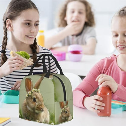 Cute Rabbit Lunch Box - Insulated Lunch Bags for Kids Boys Girls Reusable Lunch Tote Bags, Perfect for School/Camping/Hiking/Picnic/Beach/Travel - color: Cute Rabbit