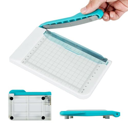Small Paper Cutter 6 inch Cut Length, Non Slip Paper Trimmer Compact and Portable Curved Strip Cutters for Cutting Coupon Craft Card and Photo (White)