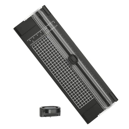 PATIKIL Paper Cutter Trimmer, A4 Straight Small Portable Paper Slide Paper Slicer with Safe-Guard for Craft Cardstock Label Card, Scrapbook Photo, Black, with 1 Blade - color: Black