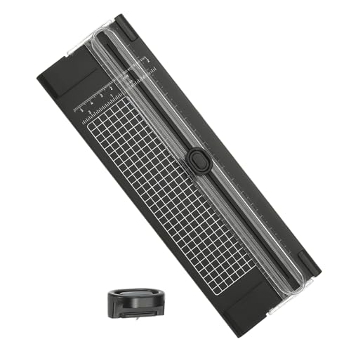 Generic Paper Cutter Trimmer, A4 Straight Small Portable Paper Slide Paper Slicer with Safe-Guard for Craft Cardstock Label Card, Scrapbook Photo, Black, with 1 Blade