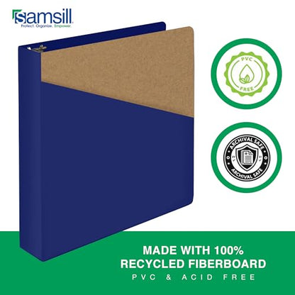 Samsill Durable 1.5 Inch Binder, D Ring Binder, Customizable Clear View Cover, Dark Blue, Holds 350 Pages - color: Dark Blue, size: 1.5 Inch