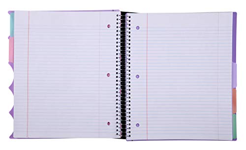 Mintra Office Durable PREMIUM Spiral Notebook, ((Lavender, 5 Subject (8.5in x 11in)) - Fabric Covered Coils, No Snags, College Ruled, Adjustable PocketDividers, Ruler, Organization, Student, School - color: Lavender, size: 5 Subject (8.5in x 11in)