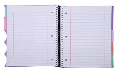 Mintra Office Durable PREMIUM Spiral Notebook, ((Lavender, 5 Subject (8.5in x 11in)) - Fabric Covered Coils, No Snags, College Ruled, Adjustable PocketDividers, Ruler, Organization, Student, School - color: Lavender, size: 5 Subject (8.5in x 11in)