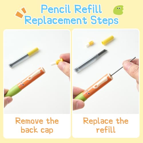 8 Pack 2.0mm HB Kids Mechanical Pencils, Break-Resistant Thick Lead | Non-slip grip & smile design. Includes 96 #2 lead refills, sharpener & eraser, great for kids handwriting & school use.