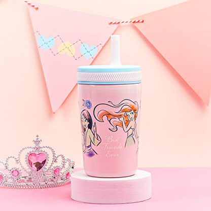 Zak Designs Disney Princess Kelso Toddler Cups For Travel or At Home, 12oz Vacuum Insulated Stainless Steel Sippy Cup With Leak-Proof Design For Kids (Ariel, Belle, Cinderella, Mulan, Tiana) - color: Princess