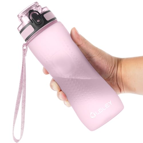 OLDLEY 25 oz Water Bottle, Motivational Water Bottle with Time Marker, Sports Water Bottle With Strap, Leakproof & BPA Free Large Water Bottles for School, Gym, Travel, Outdoor, Tritan,Pink - color: Pink, size: 25 Ounces