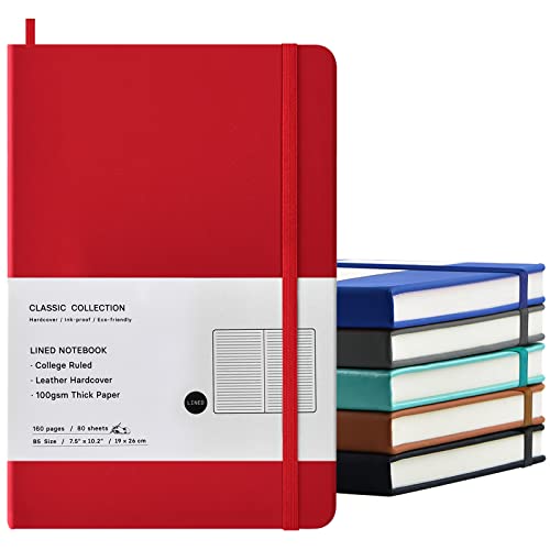Coopay 6 Pack B5 Notebooks Journal College Ruled Composition Notebooks Classic Hardcover Lined Journals for Office Home School Business Writing Notes, 10.2" x 7.5", 100GSM Thick Paper (Multicolor) - color: Multicolor