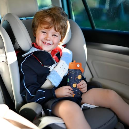 Kid Water Bottle 12oz with Straw Lid - 2-Pack Insulated Stainless Steel Water Bottles for Kids Girls - Travel Cup for Back to School Sports Christmas Birthday (Solar System & Dinosaur) - color: Dinosaur + Solar System