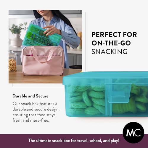 Large Kids Snack Box Containers Set of 2 -100 Labels, BPA-Free, Adjustable Compartments, Dishwasher Safe, Reusable Tray, Food Grade, Meal Prep Container, PARENT TESTED PARENT APPROVED AWARD (Blue) - color: Blue, size: Large