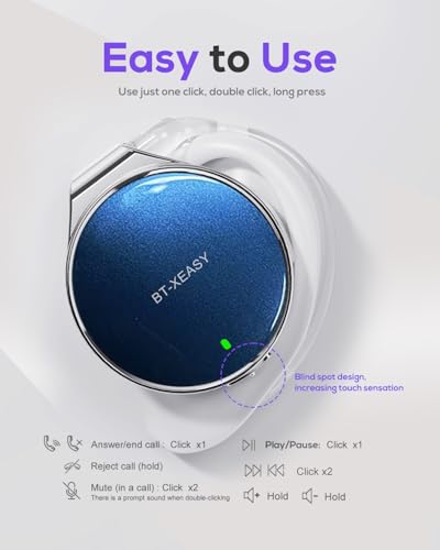 Open Ear Headphones V5.4, 52Hrs Playtime Wireless Headphones with Ear Hooks | Lightweight Headset, Clip-On Ear Design, Dual Device Pairing, for Workouts - color: Black Blue