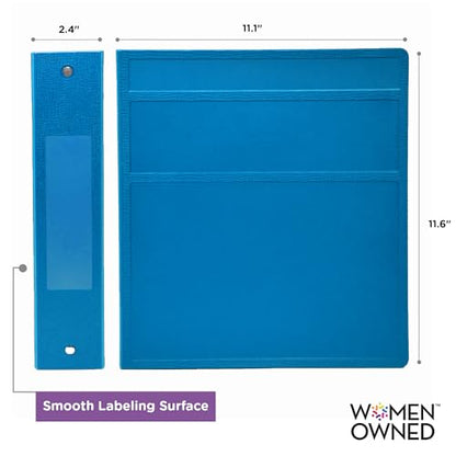 Carstens 2-Inch Heavy Duty 3-Ring Binder - Side Opening, Pool Blue, Durable Plastic, Precision No-Gap Rings, Waterproof Covers, No Pockets, Holds 300 US Letter Sheets, BPA-Free, Made in USA (5828-3R) - color: Blue, size: Individual