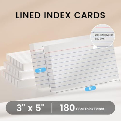 Index Cards 3x5 Inch, 500sheets, Flash Cards,Ruled Lined White Note Cards Paper For Studying, Schools Supplies, College, Office And Home Organization, Note Taking Supplies - color: White-10