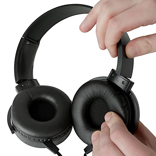 Classroom Headphones Bulk 5 Pack, Student On Ear Color Varieties, Comfy Swivel Earphones for Library, School, Airplane, Kids, for Online Learning and Travel, Noise Stereo Sound 3.5mm Jack (Black) - color: 5-Pack Black