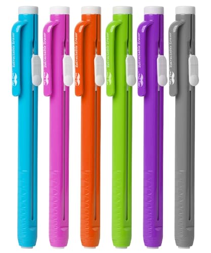 Mr. Pen- Retractable Mechanical Eraser Pens, 6 Pack, Vibrant Colors | Latex-Free Precision Pencil Erasers for Artists, Students, Drawing, Sketching & Drafting - color: Vibrant, size: Pack of 6