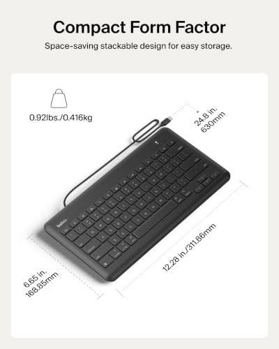 Belkin Wired Keyboard for iPad A16 / 10th Generation w/USB C Connector - Full-Size Keyboard, Plug‑and‑Play - Durable iPad Accessory for Schools, Offices, Travel - No Batteries Required - style: USB-C Connector Keyboard Only