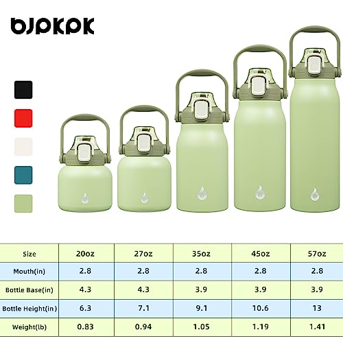 BJPKPK Insulated Water Bottles with Straw, 20 oz Cute Water Bottles with Handle, BPA Free Stainless Steel Metal Jug, Easy Carry Flasks for Men & Women, Light Green - color: 20 ozLight Green, size: 20 Ounces