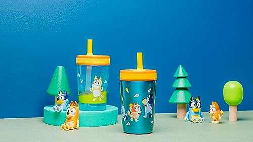 Zak Designs Bluey Kelso Tumbler Set, Leak-Proof Screw-On Lid with Straw, Bundle for Kids Includes Plastic and Stainless Steel Cups with Bonus Sipper, 3pc Set - color: Bluey, size: 3 Piece Set (Pack of 1)