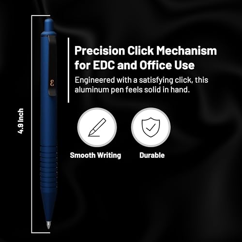 Everyman Midnight Super Matte Mini Click Pen | Compact Refillable 0.7mm Gel Pen with Premium Grip | Pocket-Size Metal EDC Pen for Travel, Office, Journaling & Everyday Writing - color: Midnight, style: Mini Click