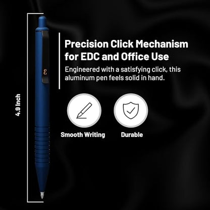 Everyman Midnight Super Matte Mini Click Pen | Compact Refillable 0.7mm Gel Pen with Premium Grip | Pocket-Size Metal EDC Pen for Travel, Office, Journaling & Everyday Writing - color: Midnight, style: Mini Click