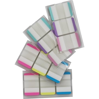 Extra Thick Tabs Flags Assorted Bright, 1 x 1.5 in Sticky Tabs, Lined, Easy to Post, 4 On-The-Go Dispensers/Pack, 44 Tabs/Color, 264 Pages Total