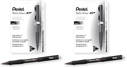 Pentel Twist Erase EXPRESS Automatic Pencil, 0.5mm Lead Size, Black Barrel, Box of 12 (QE415A) (Pack of 2) - color: Black, size: 12 Count (Pack of 2)