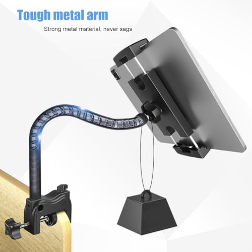 Tablet Stand Holder for Desk/Bed/Kitchen/Treadmill, 21 Inch Flexible Gooseneck Tablet Holder iPad Clamp Mount Fits for iPad mini/Air/Pro, Kindle Fire, Galaxy Tabs and All 4.7-12.9" Tablets Phones