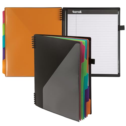 Samsill Spiral Folder Organizer - 5 Dividers & 10 Pockets with Notepad Holder, Multi Pocket Color Cordinated Folder Binder with Customizable Tabs, Document Organizer (Left Handed, Fashion) - color: Fashion, size: Single, style: 5 Dividers-Left Handed Note