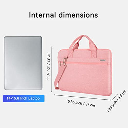Voova Laptop Bag 15.6 Inch, 360° Protective Computer Case Sleeve Compatible with MacBook Air 15, MacBook Pro 15/16, 15-16” Lenovo Asus Acer Dell Hp, Waterproof Slim Briefcase for Women, Pink - color: Pink, size: 14-15.6 inch