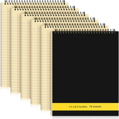 Resurhang 6 Pcs Legal Pad Top Spiral Bound Notebook 70 Sheets Double Sided College Ruled Paper Notepad Memo Steno Pad with Stiff Cover for Business College(8.5 x 11 Inches,No Holes,Yellow) - color: Yellow, size: 8.5 x 11 Inches, style: No Holes