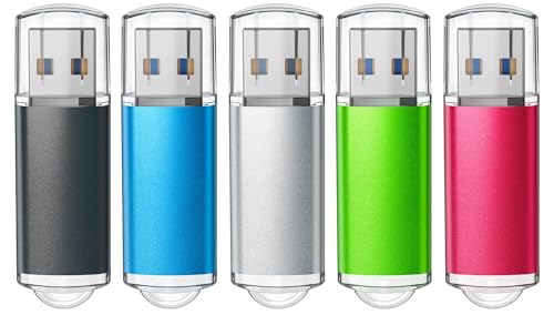 TOPESEL USB Flash Drive 5 Pack 64GB USB 3.0 Thumb Drive High Speed 64 gb Flash Drive USB Stick Memory Sticks USB Drives 64GB for PC laptops (5 Mixed Colors: Black Blue Green Red Silver) - color: 5 Pack, size: 64GB-3.0