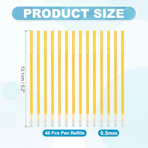PATIKIL 48 Pcs Erasable Gel Pens Refills, 0.5mm Heat Erasable Pens Refills for Fabric Disappearing Ink Fabric Marking Pen for Sewing Quilting Writing, Gold Ink - color: Gold