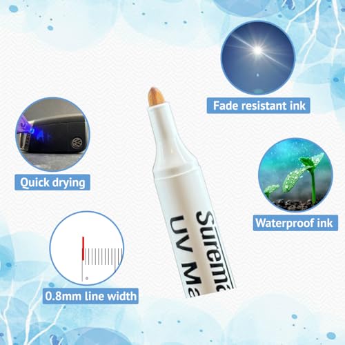 SureMark UV Security Marker Fine Tip with Keyring UV Light