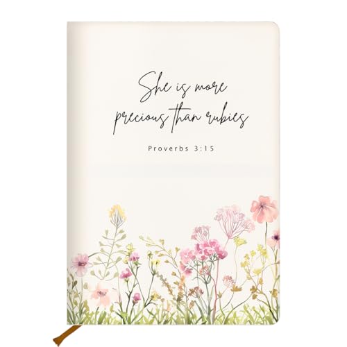 Cute Flower Christian Hard Shell Journal Notebook, Bible Gifts College Ruled Notebook, Bible Verse Inspirational Hardcover Notebooks, Journals for Writing Planner Note Taking 200 Sheets (5.8 x 8.3) - color: Multi 1559