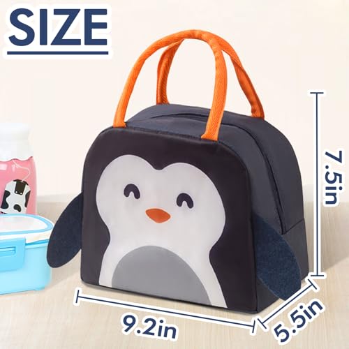 Lunch Bags Tote Cooler Bag Insulated Reusable Lunch Tote Bags Cartoon Portable Lunch Box Bag for Work Office Picnic Beach (Navy Blue Penguin) - color: Navy Blue Penguin