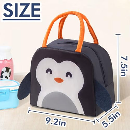 Lunch Bags Tote Cooler Bag Insulated Reusable Lunch Tote Bags Cartoon Portable Lunch Box Bag for Work Office Picnic Beach (Navy Blue Penguin) - color: Navy Blue Penguin