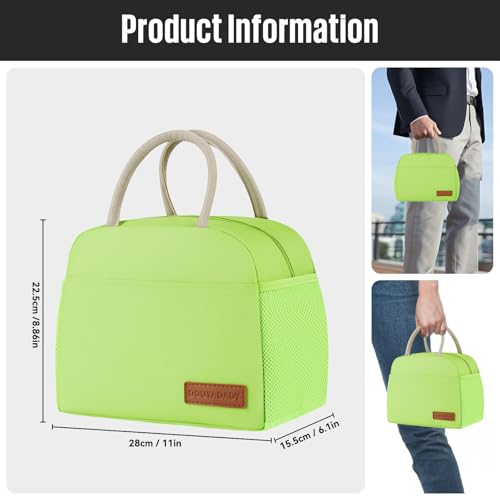 douyadady Lunch Bag&Box Women/Men Insulated&Reusable | Spacious Lightweight Waterproof Sturdy Durable Great Value For Office Work School Picnic Travel - color: Green