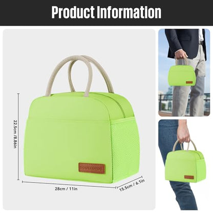 douyadady Lunch Bag&Box Women/Men Insulated&Reusable | Spacious Lightweight Waterproof Sturdy Durable Great Value For Office Work School Picnic Travel - color: Green
