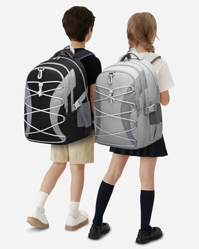 BLUEFAIRY Middle High School Backpack for Boys Girls Large Bookbag with Laptop Compartment Back to School Book Bags for Teens Teenagers Mochilas Escolares para Niños Niñas (Light Gray/Gray, Solid) - color: Light Gray/Gray